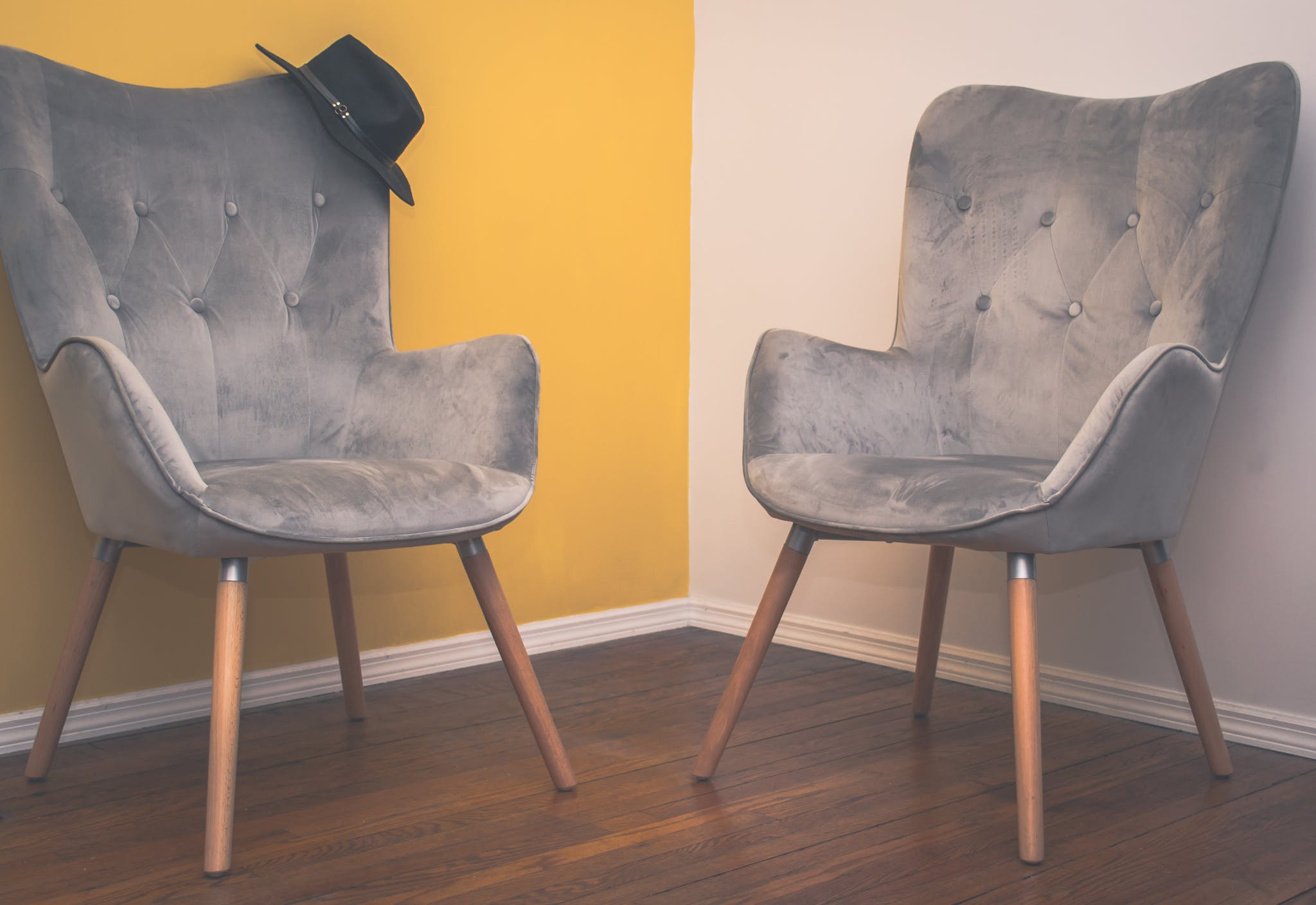 Two Suede Armchairs